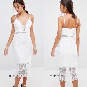 Lace Body-Conscious Midi Dress